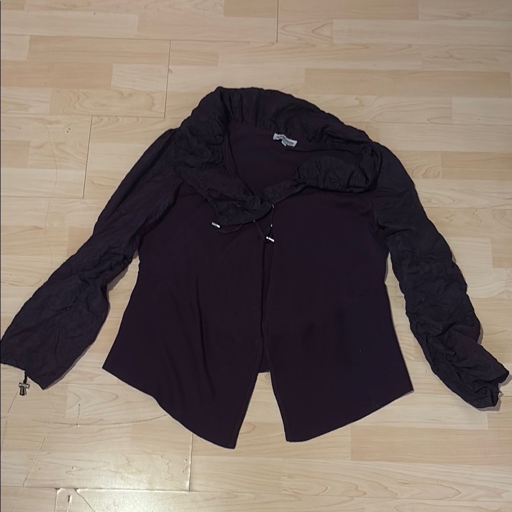 Dark Purple Jacket with Ruched Sleeves